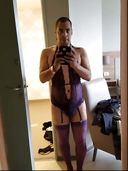 Hot-looking tranny harlot is masturbating herself