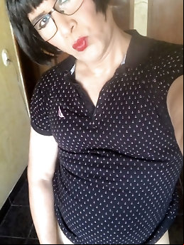 Chubby submissive wearing chastity device - 8 images
